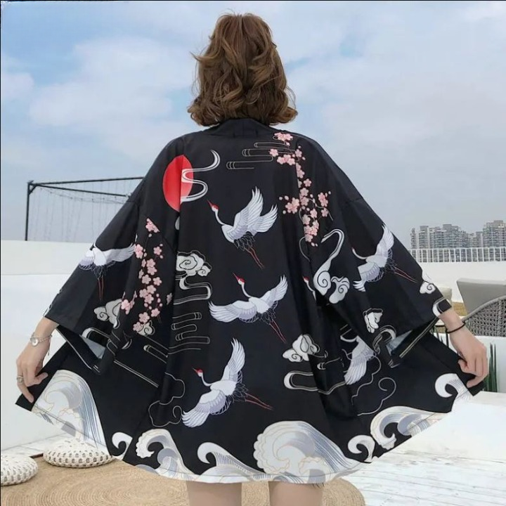 Haori Noir Cigogne