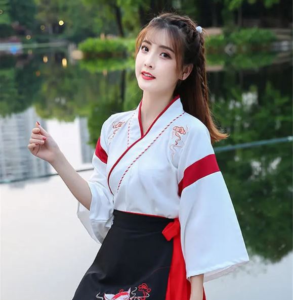 Robe Kimono Japonaise en Coton Lin Blanc