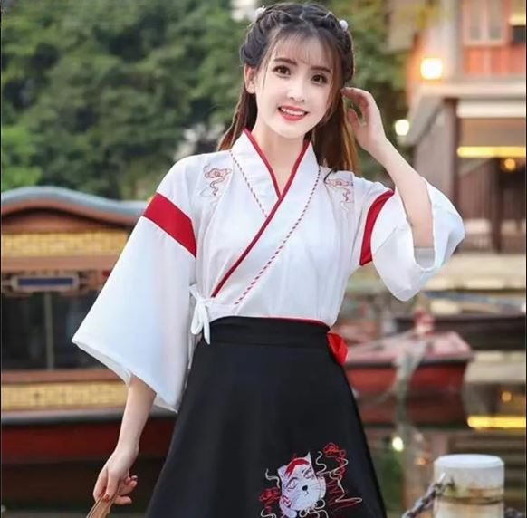 Robe Kimono Japonaise en Coton Lin Blanc 3