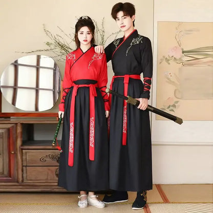 Hanfu Énigmatique noir et ceinture rouge KittyMono