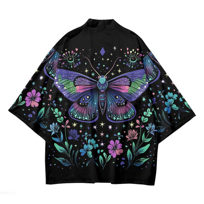Haori japonais aux couleurs vives avec papillon graffiti multicolore