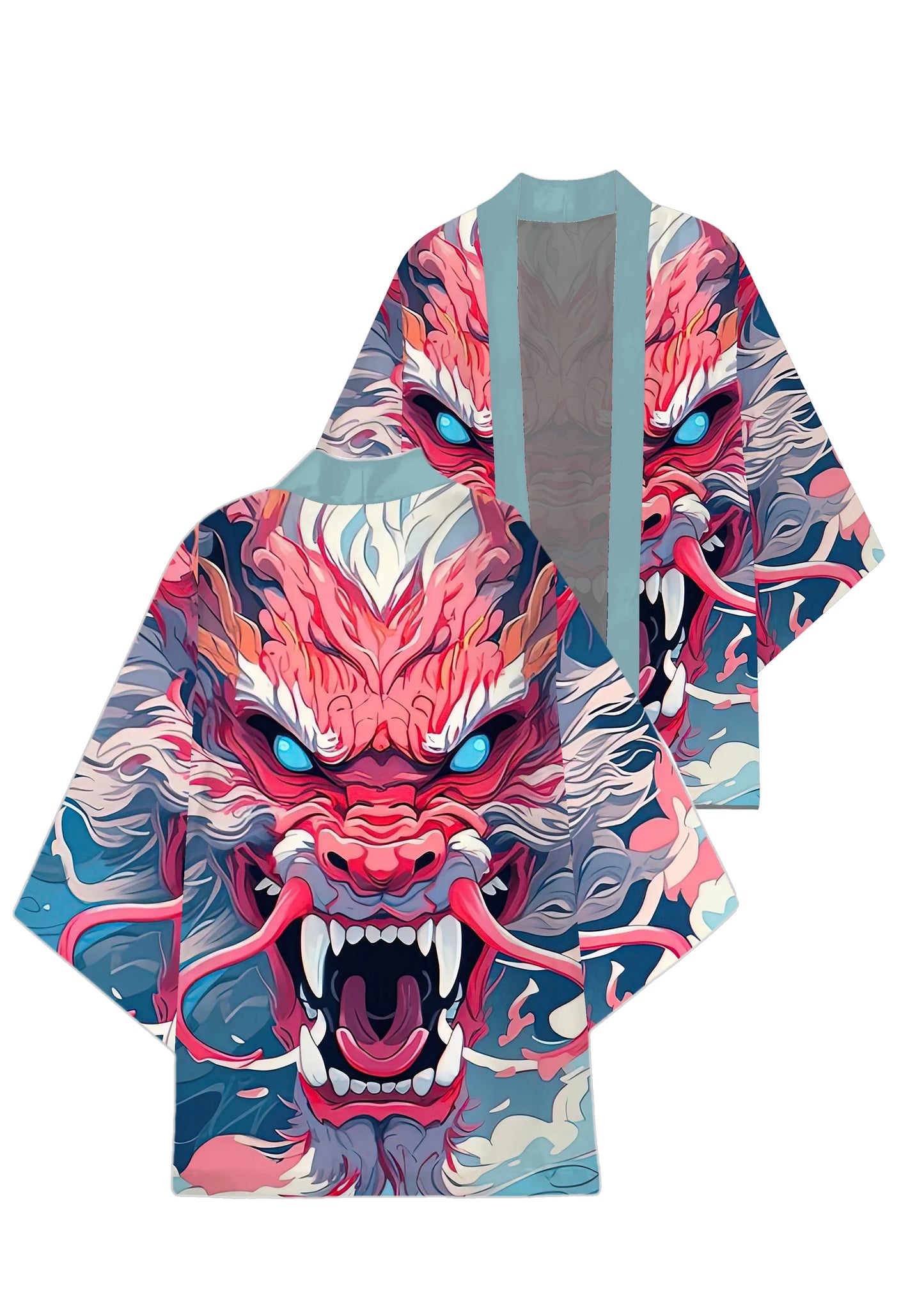 veste kimono asiatique dragon rouge unisexe
