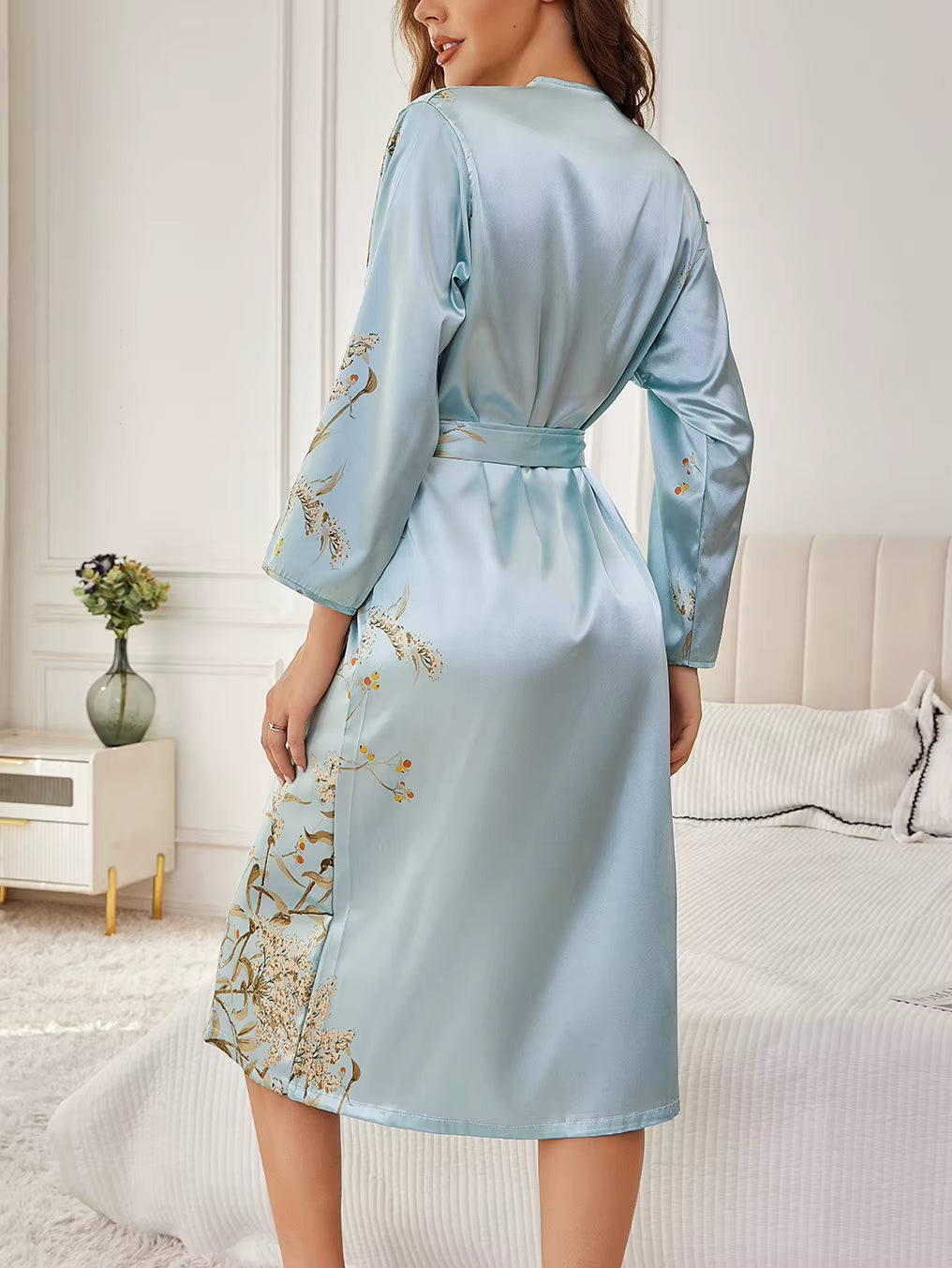 kimono fluide bleu femme élégant